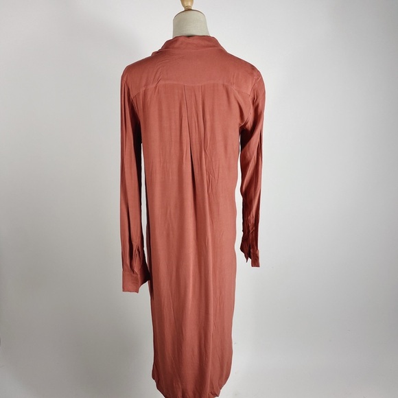 ANN TAYLOR Drapey Zipper Front Long Sleeve Dress Coral Womens Small - Picture 5 of 10